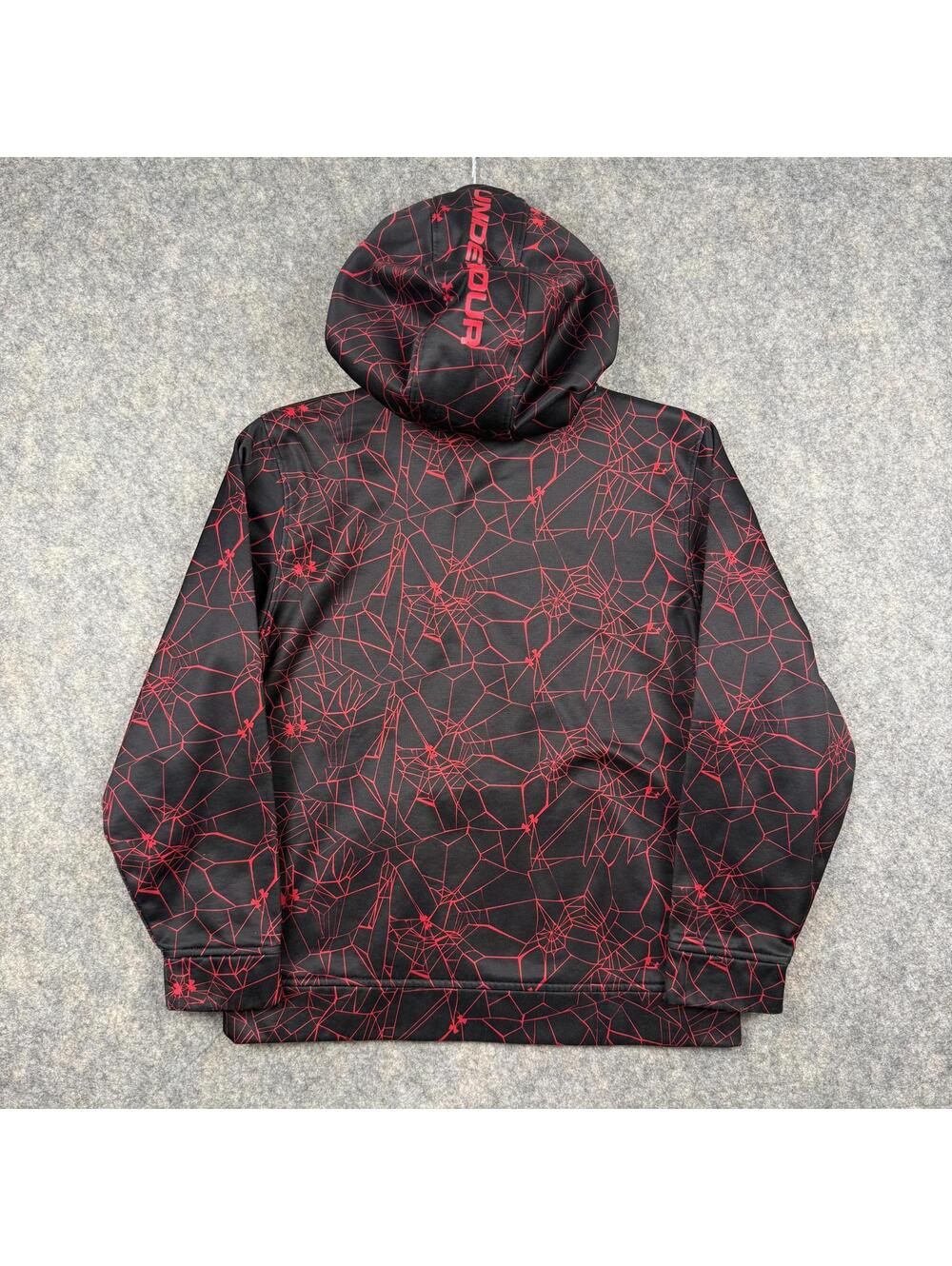 Under armour Youth Loose Hoodie Black Red Spider Web Size Medium YMD 785 - Picture 5 of 6
